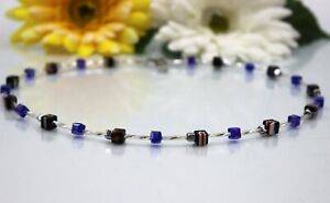 Cube Necklace Beads Necklace Black Blue Millefiori Necklace Ladies Noble #MB042