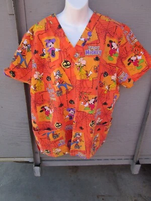Blusa Médica Vintage Disney Mickey Mouse Halloween ~ Escasa ~ Naranja 2XL XXL Disney Foto 1 de 4