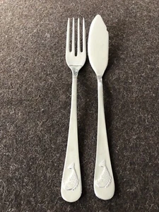 Fischbesteck, Messer und Gabel, Fischmotiv, Edelstahl 18/10, sehr gut erhalten - Bild 1 von 5