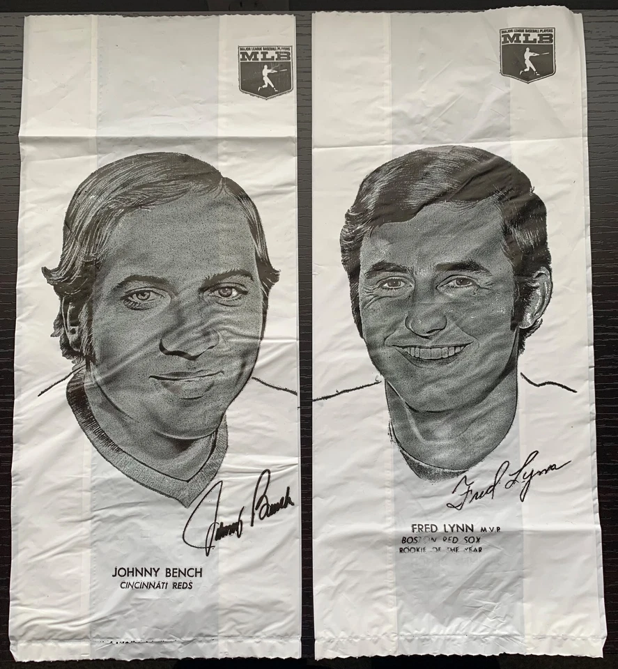 1976 MLB SAFELON SUPER STAR PLASTIC LUNCH BAG JOHNNY BENCH REDS-FRED LYNN REDSOX - Image 1 of 1