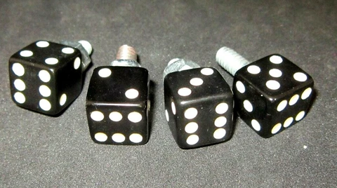 1957 Chevrolet Chevy or Any Vehicle .50" Black Dice Set of 4 Lock knobs-New! Cover