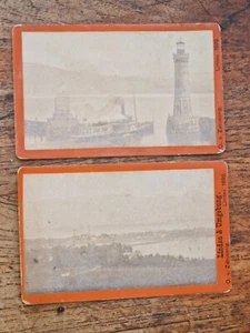 2 Antique Photo Lake Constance & Surroundings Lindau 1882 Otto von Zabuesnig - Picture 1 of 8