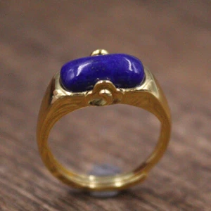 Real 925 Sterling Silver Ring For Women Lapis Lazuli Ring With 18K Gold Plated