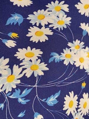 Quilting/Sewing Fabric - Daisies on Blue   LAST PIECE = HALF yard - Image 1 of 3