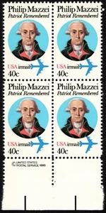 US Stamp Scott # C98A - 40 Cents Mazzei Perf 10 1/2 x 11 1/4 Copyright Block NH - Picture 1 of 1