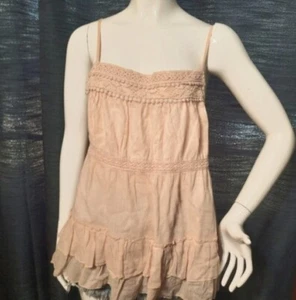 New! Mudd Pale Peach Ruffle Spaghetti Strap Shirt X-Large XL - Picture 1 of 6