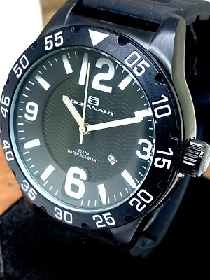 Reloj Hombre Oceanaut OC2710 Cuarzo Aqua One Esfera Negra Banda Goma 48mm Foto 1 de 4