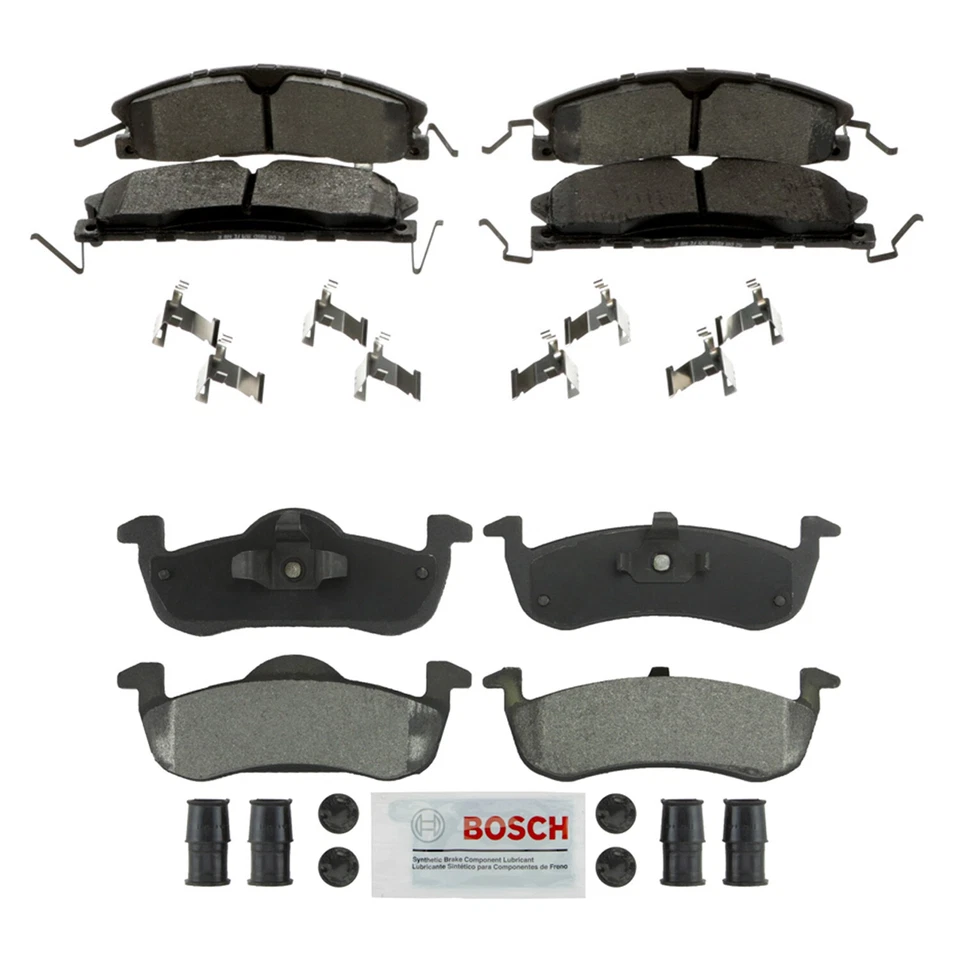 Kit de pastillas de freno de disco semimétricas delanteras traseras Bosch de alta resistencia para Lincoln MKT 13-19 Foto 1 de 1