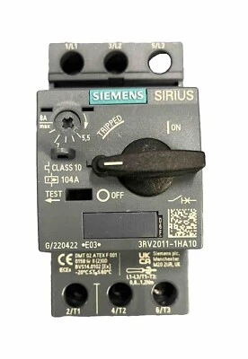 3RV2011-1HA10 Siemens MSP Class 10 Overload, 5.5-8 Amp Overload Range, Size S00 - Image 1 of 4
