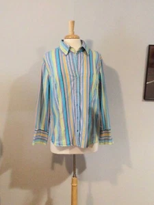 George Stretch Woman's Small 1X Mult-color Button Front Long Sleeve Collar Shirt - Picture 1 of 12
