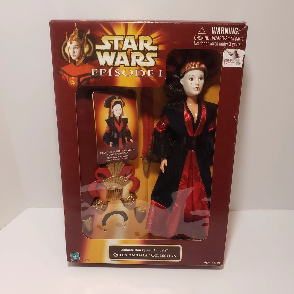 1998 Hasbro Star Wars Episode I 12" Ultimate Hair Queen Amidala boneca caixa danificada - Imagem 1 de 4
