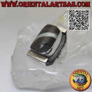 Anello in Argento 925‰ agata Dzi tibetana antica del 900 su montatura nepalese t - Imagen 1 de 4