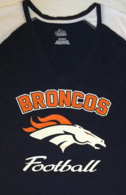 Camiseta Majestic NFL Denver Broncos Azul Marino Cuello en V Para Mujer XL Foto 1 de 4