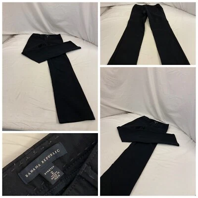 Pantalones Banana Republic 2 Negros Frente Plano Chino Acampanado Algodón Elástico YGI N2-177 Foto 1 de 4