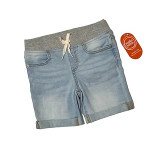 Wonder Nation Shorts Girls Size L 10 / 12 Denim Rib Light Blue Pockets Stretch - Picture 1 of 10