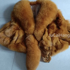Women's Clothing Real Genuine Fox Fur Coat Shawls Wraps Cape -Customizable - Picture 1 of 9