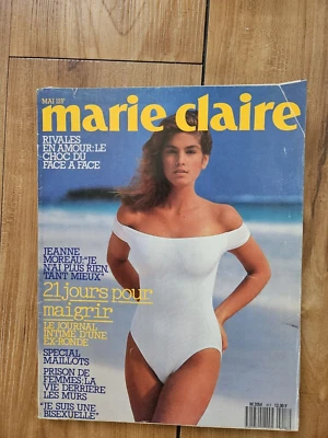 RARE VINTAGE MARIE CLAIRE FRENCH FASHION MAGAZINE MAY 1986 CINDY CRAWFORD COVER - Image 1 of 4