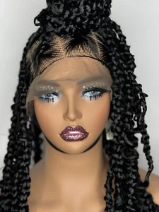 cornrow full lace braided wig hair with baby hair, colour black - Picture 1 of 17