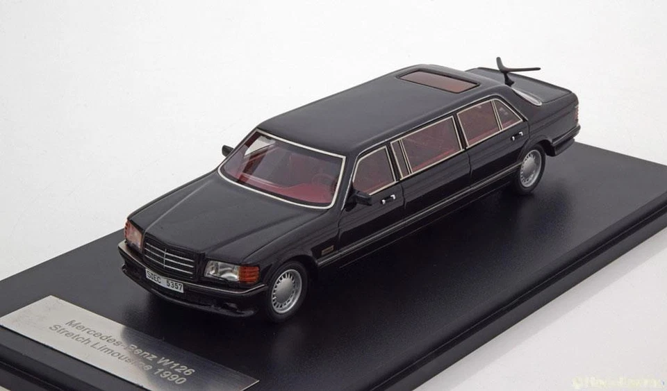 MERCEDES BENZ W126 LIMOUSINE 1990 BLACK METAL STRECH NEO 45357 1/43  S CLASS - Photo 1/2