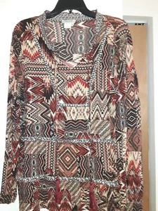 Women's Tru Luxe Jeans XL Print Tiered Top Blouse Tunic - Picture 1 of 7