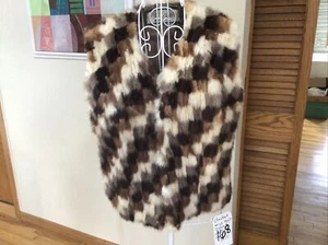 Patchwork (checked) mink vest with leggings  - Picture 1 of 6