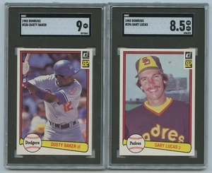 1982 Donruss #336 Dusty Baker SGC 9 OTTIME CONDIZIONI e #296 Gary Lucas SGC 8,5 NM-MT+ - Foto 1 di 2