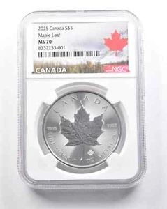 2025 Canada 5 Dollars Silver Maple Leaf MS70 NGC - Picture 1 of 3