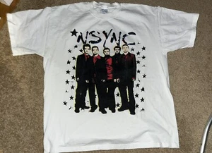 Vintage 2001 NSynch PopOdyssey Tour Concert T-Shirt White Cotton Large - Picture 1 of 5