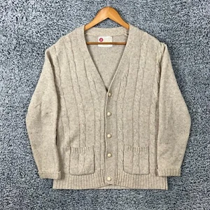 Sears Kings Road Sweater Mens Large Tall Wool Blend Cable Knit Cardigan Adult LT - Picture 1 of 14