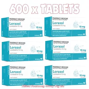 LORAZOL -LORATADINE 10MG- SAME AS CLARATYNE *600 TABLETS* Antihistamine Allergy - Picture 1 of 1