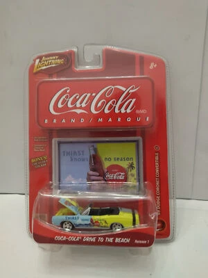 DODGE CORONET 1969 CONV. COCA-COLA DRIVE TO BEACH 1:64 JOHNNY LIGHTNING - Immagine 1 di 2