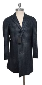 $8k KITON Men's TOPCOAT OVERCOAT-40US/50 Cashmere+Silk Jacket/Navy+Green Gingham - Picture 1 of 14