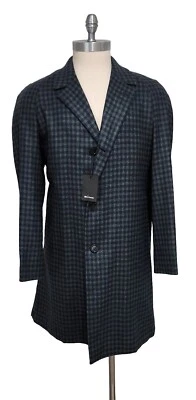 $8k KITON Men's TOPCOAT OVERCOAT-40US/50 Cashmere+Silk Jacket/Navy+Green Gingham - Image 1 of 4