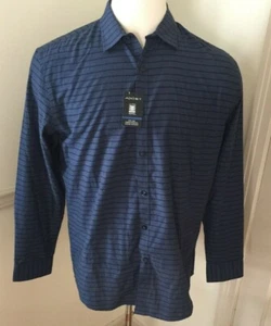 NWT AXIST Men's Long Sleeve L/S Dress Shirt Striped Ultra Series Blue Large Lg L - Picture 1 of 8