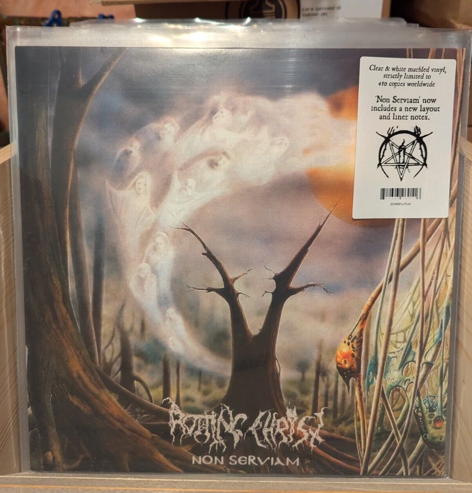 ROTTING CHRIST - NON SERVIAM LP REISSUE CLEAR AND WHITE MARBLED SEASON OF MIST - Image 1 of 1