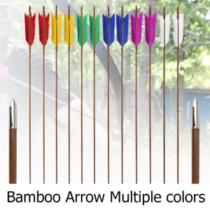 Bamboo Arrow 12PCS 32'' Bamboo Shaft Tradition Handmade Archery Hunting LongBow - Picture 1 of 25