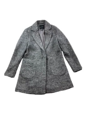 New Look Womens Coat UK Size 8 Grey Wool Blend Long Sleeve Overcoat Jacket - Image 1 of 4