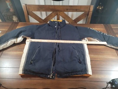 Vintage Nautica Reversible Puffer Jacket Large Spell Out Yellow Blue - Image 1 of 4