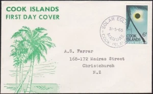 COOK IS 1965 Solar Eclipse FDC - special Manuae cds in deep violet.........A7872 - Picture 1 of 1