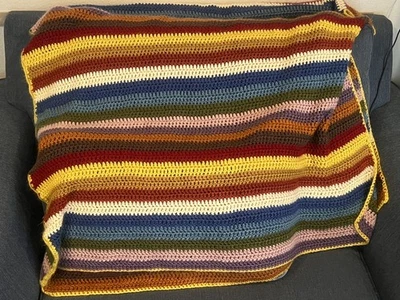 "Rayas afganas vintage multicolores hechas a mano 72"" por 36""" Foto 1 de 2