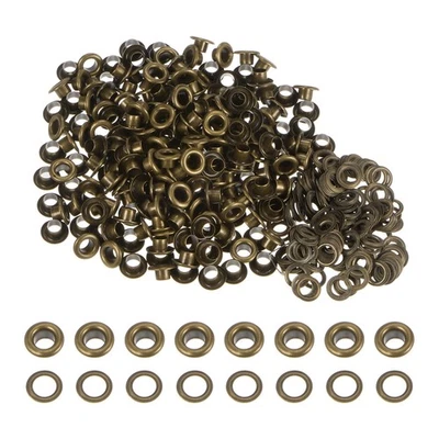 Набор из 200 круглых люверсов 5 мм с металлическими отверстиями и бронзовыми шайбами - Изображение 1 из 4