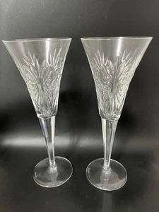 Set of 2 Waterford Millennium Series Crystal Toasting Flutes Signed - Picture 1 of 5
