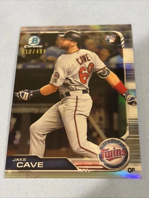 2019 Bowman Chrome Refractor Jake Cave Refractor 012/499 Rookie Minnesota Twins - Image 1 of 2