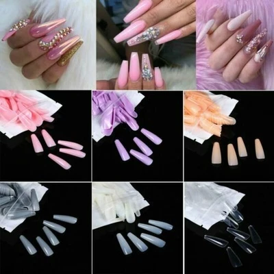 Full FALSE Art Long Set Nail 100 Fake Nails Cover Manicure Matte Coffin -New - Image 1 of 4