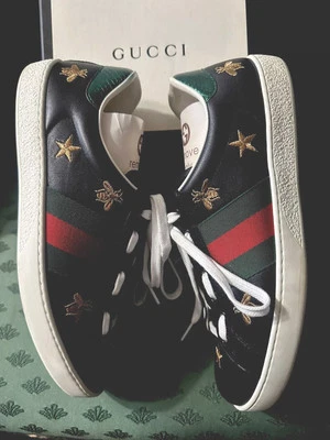 GUCCI ACE Canvas Bee Embroidery Low-top Sneaker Black - Image 1 of 4