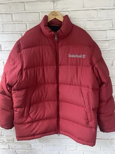 Vintage Timberland Men's Duck Down Heavy Puffer Durable Red Jacket Size XL - Picture 1 of 17