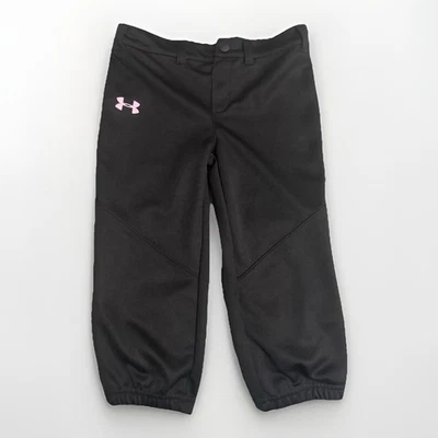 Under Armour Black Youth Softball Pants Girls Kids Size 6x Pink Symbol - Image 1 of 4