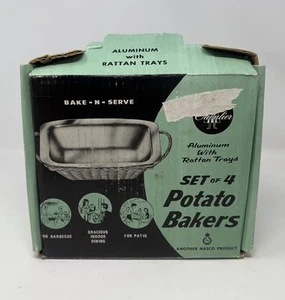 NASCO Cavalier Kartoffelbäcker Set Ofen Aluminium Pfannen & Rattan Servierer in Box - Bild 1 von 7