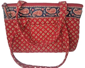 Vera Bradley Vintage Red and Blue Quilted Shoulder Bag - Picture 1 of 8