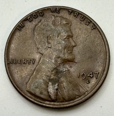 1947-D Lincoln Cent With Lamination W/ Flap Error X-439 - Image 1 of 3